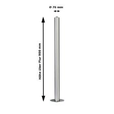 Technische Ansicht: Edelstahl-Sperrpfosten ø 76 mm -Halbhügel- Art. - Nr. 13082-g