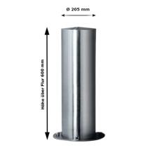 Technische Ansicht: Poller -SESAM Flachkopf- ø 205 mm aus Edelstahl, zum Aufdübeln (Art. 13138)