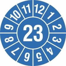 Modellbeispiel: Prüfplaketten 2023 (1 Jahr), blau, Jahreszahl 2-stellig