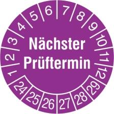 Prüfplaketten ohne Jahresfarbe (6 Jahre), 2022/2027-2029/2034, Nächster Prüftermin, Rolle