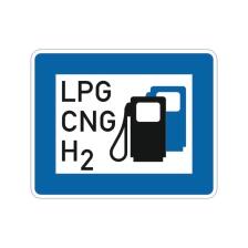 Verkehrszeichen 365-70 StVO, Tankmöglichkeit verschiedene Kraftstoffarten