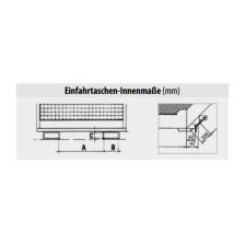 Technische Ansicht: Sicherheitskorb -Typ SIKO-L-, Innenmaße der Einfahrtaschen (Art. 38373, 38870, 38871, 38872, 38873)