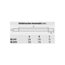 Technische Ansicht: Fasslifter -Typ RS-91- Innenmaße der Einfahrtaschen (Art. 38891 und 38892)