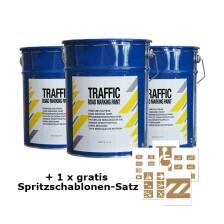 Modellbeispiel: 3+1-Set, 3 x Straßenmarkierfarbe -Traffic Paint- + 1 x Schablone nach Wahl