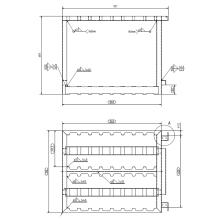 Technische Ansicht: Bakenkorb für Stapelpalette für Fußplatten, verzinkt (Art. 50380v-36)