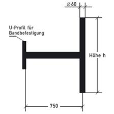 Technische Ansicht: Ausleger für Bandbefestigung Art. alpbh075