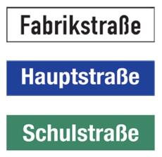 Anwendungsbeispiele: Straßennamenschilder aus Aluminium-Hohlkastenprofil