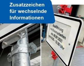 Zusatzzeichen für wechselnde Informationen, aus Aluminium, mit PVC-Folien
