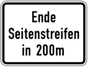 Modellbeispiel: VZ Nr. 1007-59 (Ende Seitenstreifen in 200m)