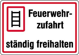 Modellbeispiel: Feuerwehrzufahrt ständig freihalten mit rotem Rand (Art. 11.2760)