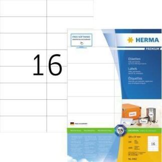 HERMA PREMIUM Etiketten 105x37mm, 1.600 St., selbstklebend, hochweiß, staufrei, FSC®