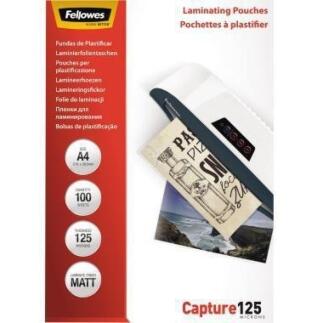 Fellowes Laminierfolie Capture 125, DIN A4, matt, 100 St./Pack, für Fotos, Schilder, Listen