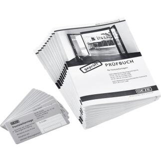 Abnahmeset Feststellanlage, 10x Prüfbuch, Zulassungsschild, Terminaufkleber, GEZE