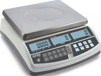 KERN Zählwaage 6kg, 15kg oder 30kg, Edelstahl Wägeplattform, Stückzählen, RS 232, hinterleuchtetes