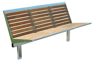 Modellbeispiel: Sitzbank -Level- aus Edelstahl Sitz- und Rückenfläche aus Robinien-Holz (Art. 20870)