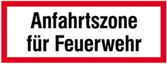 Modellbeispiel: Hinweisschild Anfahrtszone für Feuerwehr (Art. 11.2648)