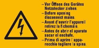 Modellbeispiel: Elektrokennzeichnung Vor Öffnen des Gerätes Netzstecker ziehen (Art. 30.0625)