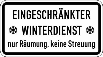 Modellbeispiel: Winterschild/Verkehrszeichen (Eingeschränkter Winterdienst nur Räumung, keine Streuung) Nr. 2003