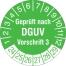 Modellbeispiele: Prüfplaketten mit Jahresfarbe (6 Jahre), nach DGUV Vorschrift 3, weiß-grün, 2024-2029