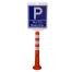 Anwendungsbeispiel: Absperrpfosten -Elasto Orange Sign- mit Parkplatzschild, Art. 34828 (Schild im Lieferumfang nicht enthalten)