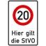 Modellbeispiel: Verkehrsschild Hier gilt die StVO, zulässige Höchstgeschwindigkeit 20 km/h (Art. 53.5828)