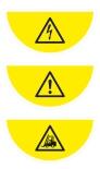 Boden-Sicherheitskennzeichen 'Warnschild' aus PVC, selbstklebend, Rutschkl. R10, Halbkreis